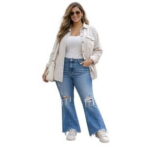 Torrid Vintage Stretch Flare Jeans Distressed Raw Hem Size 20R